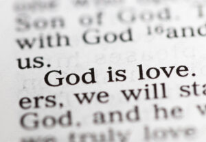 Biblical text. God is love. Christian concept